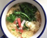 春菊が美味しい♪カニカマ入りかき玉汁作り方6写真