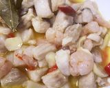 鯛えびホタテペペコンバタ醤油きのこパスタ作り方5写真