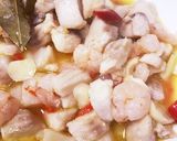 鯛えびホタテペペコンバタ醤油きのこパスタ作り方11写真