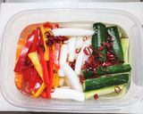 白菜とキューリにカラーピーマンの甘酢漬け作り方2写真