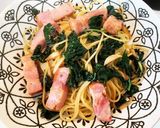 黒キャベと芽子にんにくパスタ作り方3写真