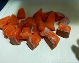 サーモンと芽キャベツのクリームパスタ作り方1写真
