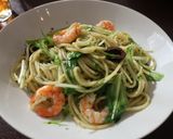 大葉のジュノベーゼ　エビのパスタ作り方4写真