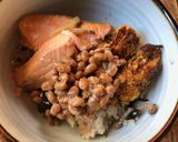 納豆と鮭・卵焼きのご飯作り方2写真
