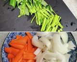 エビと空芯菜のxo醤焼きうどん作り方1写真