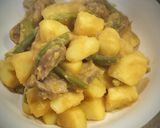 砂肝と馬鈴薯、インゲンの甘味噌炒め作り方4写真