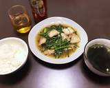 春菊と豚バラの中華風！青菜炒め作り方3写真