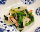 【病院】ベーコンと法蓮草炒め【朝食】作り方3写真