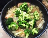 簡単ヘルシー☆鮭カマのポカポカ豆乳鍋作り方6写真