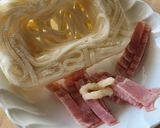 簡単カルボナーラパスタよりうどん☆昼食作り方1写真
