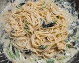 牡蛎とほうれん草のクリームパスタ作り方7写真