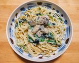 牡蛎とほうれん草のクリームパスタ作り方8写真