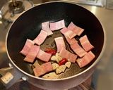 春菊とベーコンのペペロンチーノ風作り方6写真
