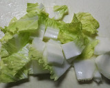 ほうれん草と白菜(＋油揚げ)の味噌汁作り方1写真