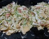 だし汁で食べるヘルシーお好み焼き作り方4写真