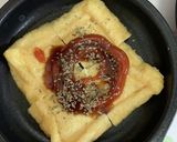 油揚げと温玉のピザ風作り方3写真