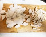大根と高菜漬け、豚ひき肉の簡単煮作り方1写真