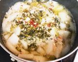 大根と高菜漬け、豚ひき肉の簡単煮作り方2写真