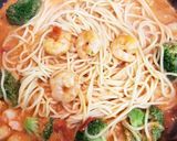 海老とブロッコリーのトマトクリームパスタ作り方5写真