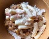 マカロニサラダと納豆丼作り方2写真