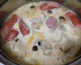 白菜きのことウインナーの粒マスクリーム煮作り方4写真