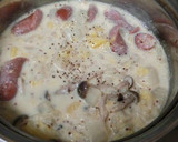 白菜きのことウインナーの粒マスクリーム煮作り方5写真