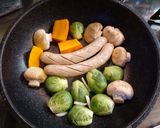 芽キャベツ南瓜マッシュルームの野菜炒め作り方3写真