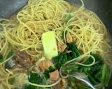 鯖缶とほうれん草のバタぽんパスタ作り方3写真