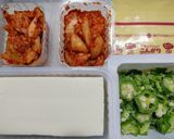 豆腐とキムチに冷凍オクラのチーズ焼き作り方1写真