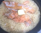 土鍋で作る鮭のガリバタしょうゆ炊込みご飯作り方4写真