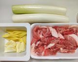 豚こま肉と長ネギ（輪切り）の炒め煮作り方1写真