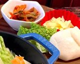 味付け鶏で寄せ鍋 白菜キムチ 餅チーズ作り方3写真