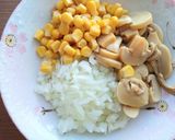 マッシュルーム沢山！チキンライス炊飯器で作り方1写真