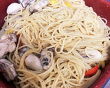 簡単☆水菜と牡蠣のぽん酢しょうゆパスタ作り方6写真
