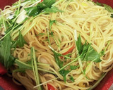 簡単☆水菜と牡蠣のぽん酢しょうゆパスタ作り方7写真