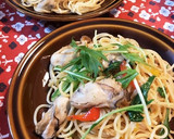 簡単☆水菜と牡蠣のぽん酢しょうゆパスタ作り方8写真