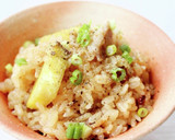 旨味ある【サツマイモと豚の炊き込みご飯】作り方6写真