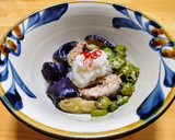 鯖缶に冷凍揚げナスと冷凍オクラのみぞれ煮作り方5写真