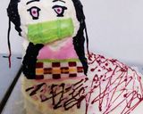 禰豆子(鬼滅の刃)ケーキ作り方4写真