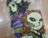 鬼滅　オブアート　キャラ弁　錆兎真菰作り方4写真
