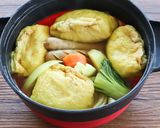 レンジで簡単二人鍋！巾着卵のカレーポトフ作り方6写真
