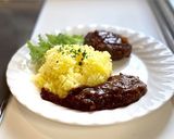 ハンバーグとカレーの欲張り盛り作り方4写真