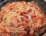 フライパン1つで！ソーセージトマトパスタ作り方4写真