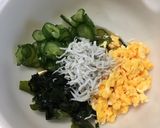 酢の物 (しらす.胡瓜.ワカメ.たまご)作り方4写真