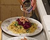 夫が作る❗赤大根とツナの映える和風パスタ作り方5写真