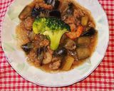 ヨウサマの減塩なすと挽肉とエビの海鮮炒め作り方4写真