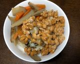 納豆と手作りきんぴらのご飯作り方2写真