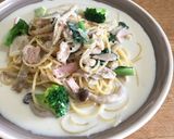 牛蒡と鶏肉の味噌クリームパスタ作り方9写真