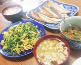 豆苗と玉子のピリ辛★塩にんにく炒め作り方4写真
