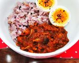 野菜たっぷりサバ缶カレー♡海苔で朝カレー作り方10写真